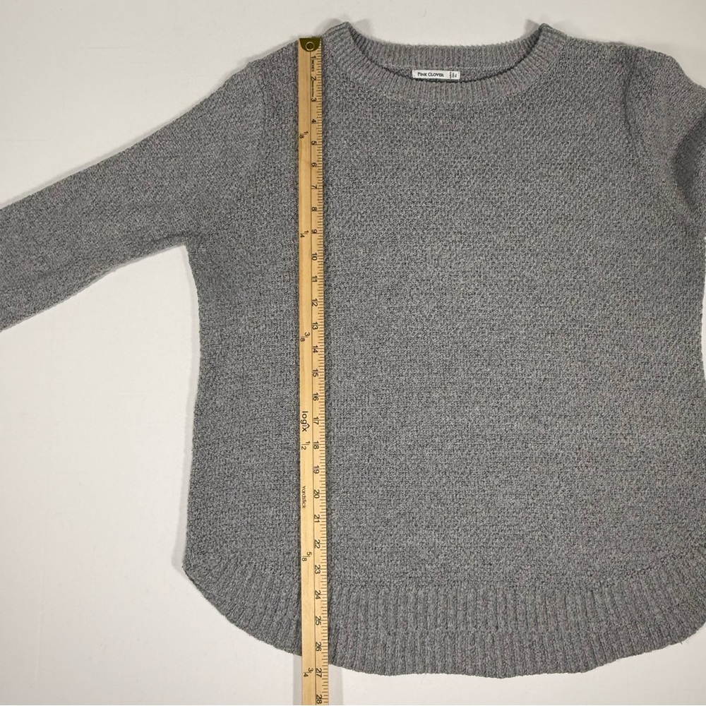 Marled Popcorn Knit Pink Clover Gray Crew Neck Pullover Sweater XL Extra Large - Picture 8 of 10